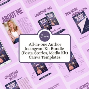 All-in-one Author Instagram Kit Bundle | 40 Canva Templates + Media Kit | Branding, Book Launch, Book Recos | Author Promo Kit Bookstagram