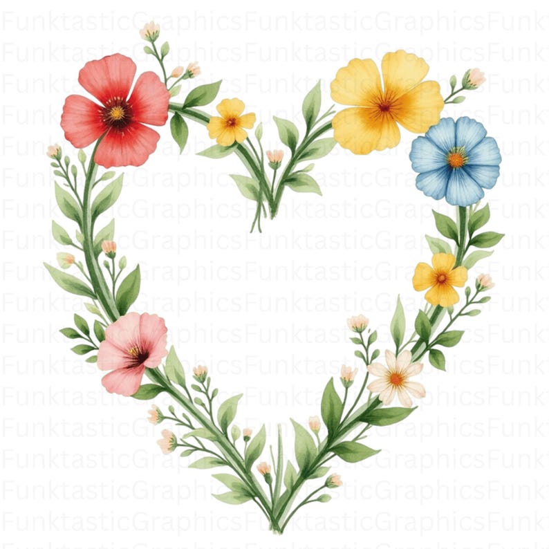 12 Floral Heart Clipart Pngs – Romantic Rose Wreaths, Vintage Botanical ...