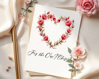 Imágenes prediseñadas de corazones florales PNG: Coronas de rosas en acuarela (descarga digital)