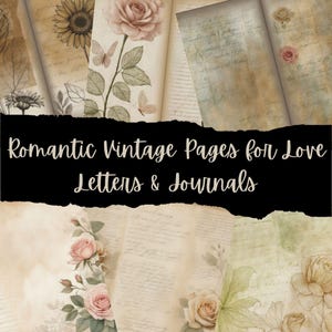 Páginas románticas de diarios basura vintage para cartas y diarios de amor