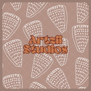 May include: A brown background with a white geometric pattern. The text "Artzii Studios" is in the center of the image in a brown font.