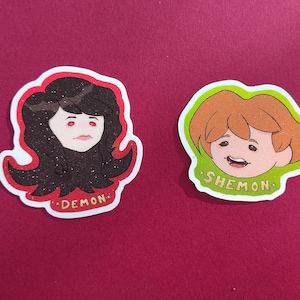 Shemon & Demon Glitter Sand Blasted Stickers | Haunted Hotel