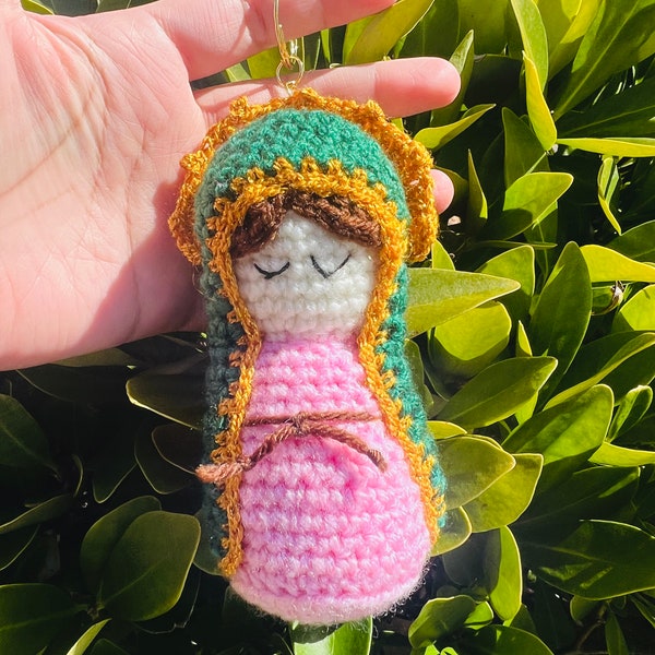 La Virgen Llavero, Virgen Mary Keychain, La Virgencita, Keychain, llavero, Virgen Mary Crochet, La Virgen Crochet,