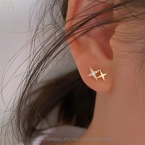 Gold Star Earrings. Dainty Minimalist Star Earrings | Hypoallergenic Star Silver Earrings. Stud Earrings Gift For Her.