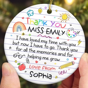 Personalized Nursery Gift, Thank You Gift for Nursery Worker, Thank You For Helping Me Grow glass Ornament, Childminder Nursery Teacher Gift