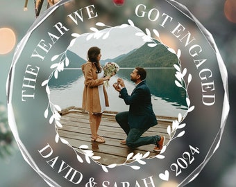 Personalized Engagement Photo Ornament, Valentine Keepsake Gift