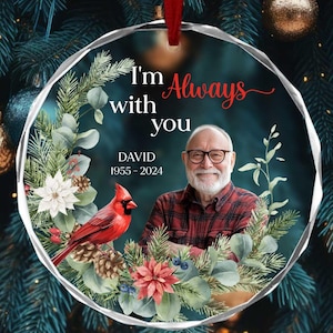 Personalized Memorial Photo Ornament, Cardinal Remembrance Gift