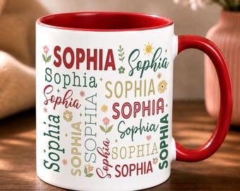 Personalized Name Art Coffee Mug, Custom Birthday Gift, Unique Name Mug, Aesthetic Coffee Mug