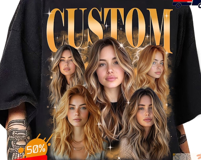 Custom Photo Bootleg Girlfriend Shirt, Comfort Colors Custom Face Shirt, 90s Retro Face Collage Tee, Personalized Birthday Bootleg Gift
