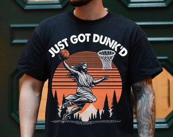 Just Got Dunk'd Shirt, Christian Basketball Tee, Retro Sunset