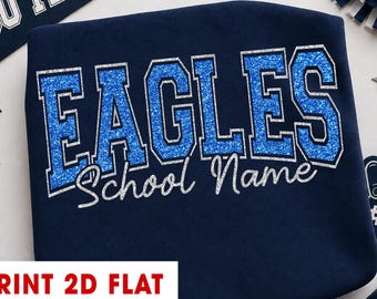 Personalized School Mascot Shirt, Custom Glitter Color Team Name Tee, School Name Tee, School Spirit Sweater