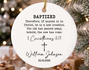 Personalised Christian Baptism Ceramic Ornament 2026, Custom Christening Ornament, Faith Gift, Adult Baptism Gift, New Believer Keepsake