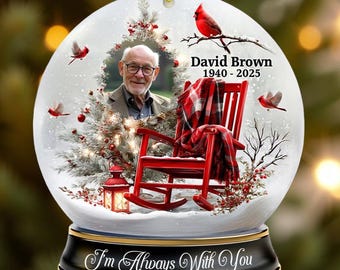 Personalized Acrylic Photo Ornament, I'm Always With You Custom Memorial Ornament, Cardinal  & Rocking Chair Keepsake Gift, Remembrance Gift