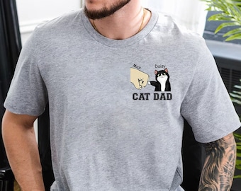 Personalized Cat Dad Fist Bump T-Shirt, Custom Cat Name