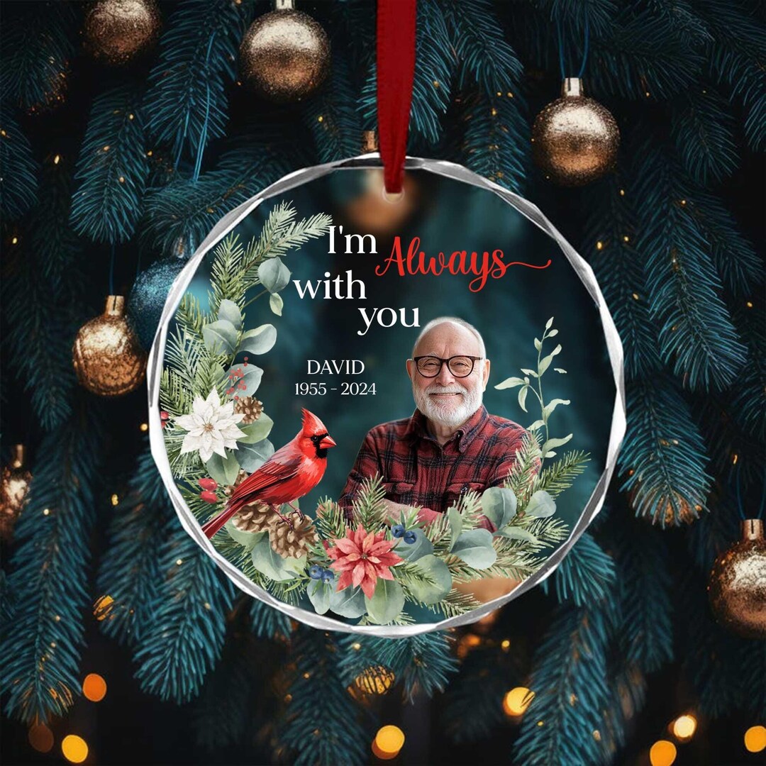 Custom Photo You’re In Our Hearts And Thoughts - Memorial Personalized Custom Circle Glass Ornament - Sympathy Gift, Christmas Gift For Family Members main image 0