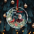 Custom Photo I'm Always With You Cardinal Ornament,Personalized Circle Glass Ornament,Mom, Dad Sympathy Gifts,Remembrance Cardinal Xmas Gift