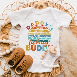 Daddy's Fishing Buddy Onesie, Future Fishing Buddy Onesie, Little Fishing Buddy Onesie, Cute Baby Clothes, Father’s Day Gift Bodysuit