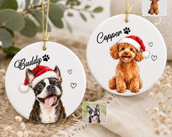 Custom Photo Pet Ceramic Ornament 2026, Personalized Dog Name Christmas Ornaments, Pet Memorial Keepsakes, Cat Mom Gifts, Dog Lover Decor