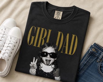 Personalized Girl Dad Retro Vintage Photo Shirt, Custom Fathers Day Shirt With Kids Photo, Funny Dad Shirt, Gift For Dad, New Dad Gift