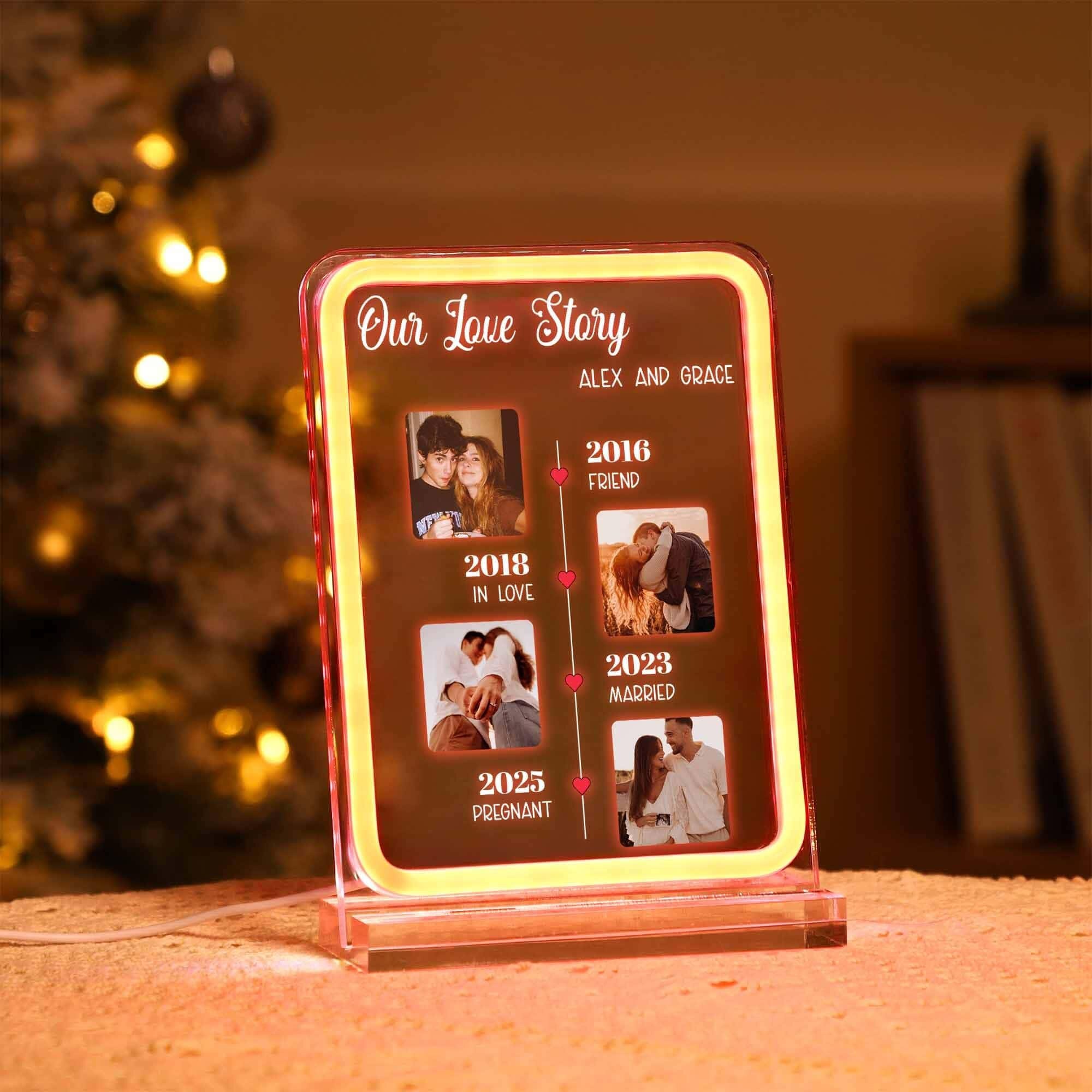 Acrylic Picture Frame with Light, Personalized Photo Night Light, Unique Night Light, Bedroom Decors, Anniversary Gifts, Mothers Fathers Day