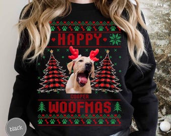 Custom Photo Dog Christmas Sweatshirt, Funny Dog Lover Gift