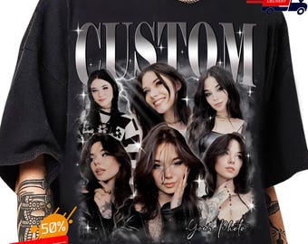 Custom Girlfriend Photo T-Shirt, Retro 90s Bootleg Rap Style Collage