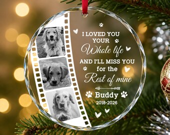 Personalized Pet Memorial Photo Ornament, Dog Loss Gift, Dog Sympathy Gift, Gift For Dog Lover, Cat Lovers Gift, Cat Memorial Ornament