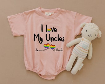 Ik hou van mijn tantes baby romper, schattige regenboog romper, LGBTQ grafisch shirt, lesbische tantes baby shower geschenken, ik hou van mijn ooms romper