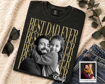 BEST DAD EVER Vintage Shirt With Kids Photo, Vintage Portrait Tee, Father's Day Gift from Kid, Father's Day Shirt, New Dad Gift, Family Gift