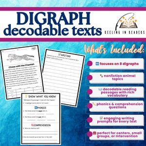 10 Digraph Decodable Passages with Comprehension | Phonics-Based | SoR
