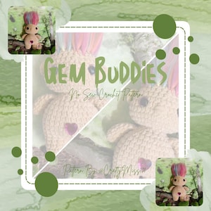 Gem Buddies NO SEW  Crochet Pattern-Troll,Amigurumi, pdf, retro troll plush, instant download