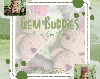 Gem Buddies NO SEW  Crochet Pattern-Troll,Amigurumi, pdf, retro troll plush, instant download