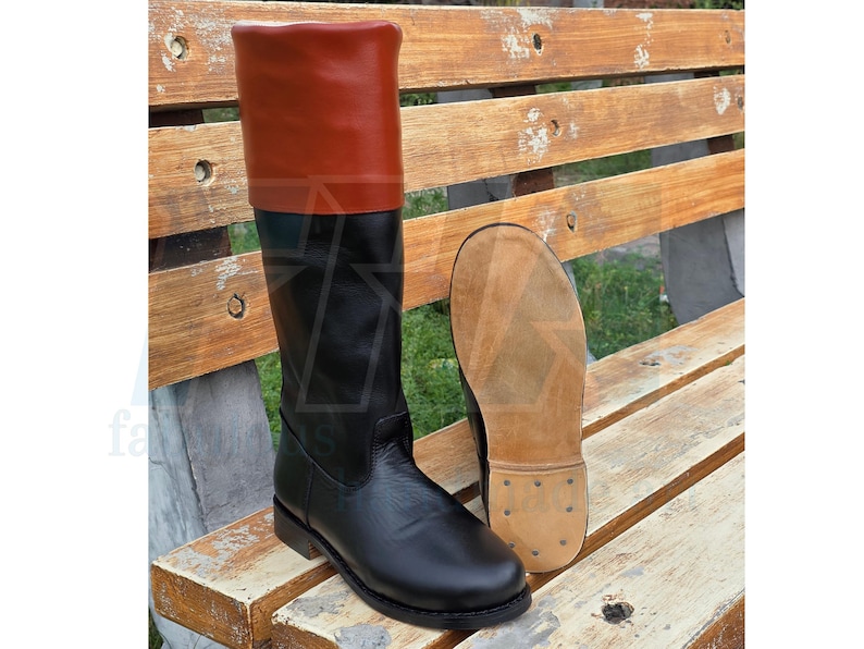 Revolutionary War Colonial Leather Tall Boots – Officer Riding Footwear ...