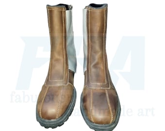 The Mandalorian Custom Mando Boots Star Wars, Brown Distressed Leather Cosplay Boots, Din Djarin Leather Cosplay Shoes Handmade Gift For Him