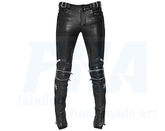 Men's Genuine Leather Biker Pants, Rock Star Style