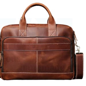 Personalized Vintage Leather Briefcase, Leather Laptop Bag, Men&#39;s Leather Briefcase, Men Leather Shoulder Bag, Messenger Bag For Men & Women