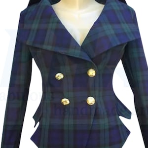 Women Black Watch Tartan Jacket, Scottish Plaid Jacket, Black Watch Scottish Tartan, Women’s Plaid Jacket, Modern Fashion Tartan jacket