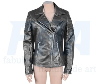 Women's black Leather jacket, Women's Leather Jacket, Lambskin leather jacket Handmade Biker leather jacket Slim Fit Motorcycle Biker Jacket