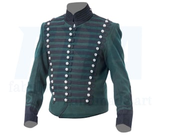 Men&#39;s Napoleonic Hussar Jacket Black, Men&#39;s Drummer Hussar jackets, Tunic Jacket Pelisse Hendrix Pipe Band Jacket, Hussar Dolman Jackets Men