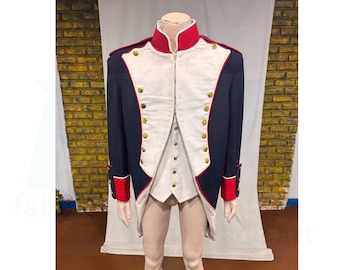 Men's Historical Tailcoat Costume Admiral Uniform, 18th Century Colonial Uniform, Victorian Regency Outfit, Medieval Military Jacket for Men