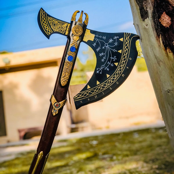 Leviathan Axe Kratos Viking Battle Ready Axe Throwing Axe Hand Forged Bearded Norse Celtic Customized Hatchet - Unique War Axe Gifts for Him