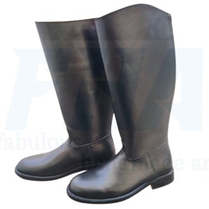 Bottes longues en cuir noir faites main, Bottes d'équitation homme, Bottes d'équitation équestres, Bottes faites main pour homme, Bottes longues en cuir, Bottes hautes d'équitation
