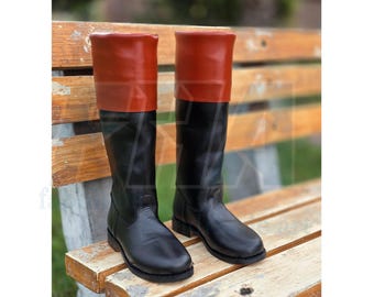 Revolutionary War Colonial Leather Tall Boots – Officer Riding Footwear