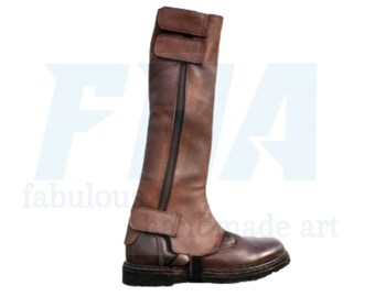 Cubrebotas de cuero hechos a mano de Mandalorian, cosplay de Boba Fett