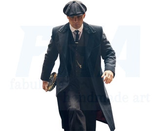 メンズ ピーキー ブラインダーズ ブルー ロング ウール オーバー