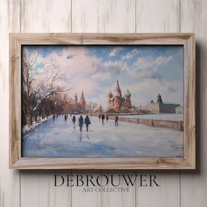 Moscow Vintage Oil Painting, Abstract Moscow Art, Moscow Painting, Russian Wall Art, Russia Digital Art, Red Square Printable, Russian Art