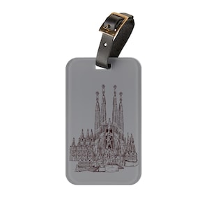 Étiquette à bagage du voyageur avec design emblématique, accessoire de voyage personnalisé, étiquette de sac personnalisée, cadeau pour aventuriers, vacances, château