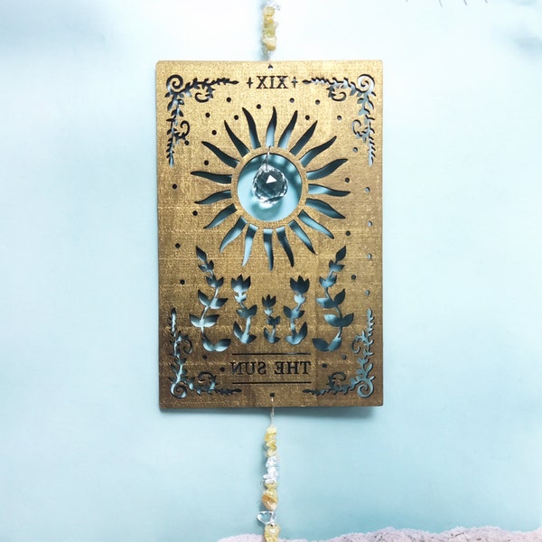 Tarot Card Suncatcher，Citrine Crystal Sun Catcher, Handmade Suncatchers ，Gift for Mom ，Spiritual Home Decor