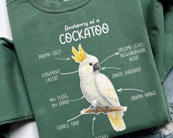 Anatomy Of A Cockatoo Sweatshirt, Parrot Lover Gift, Funny Bird Sweatshirt, Australian Parrot Shirt, Birdwatcher Shirt, C659