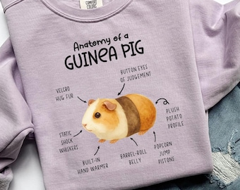 Felpa divertente con porcellino d'India, maglione con anatomia di un porcellino d'India, felpa girocollo con mamma e papà porcellino d'India, C706